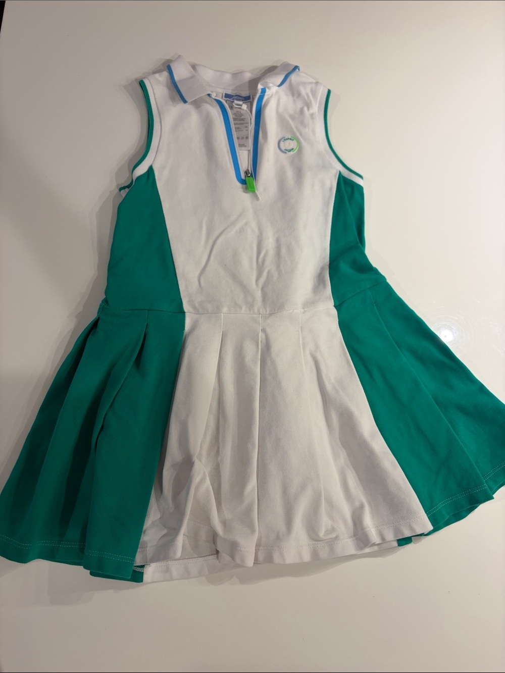 Jacadi White and Teal Sleeveless Tennis Dress
